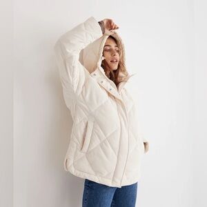 Madewell Antique Cream Corduroy Holland Quilted Puffer Parka Women Plus 2X NWT